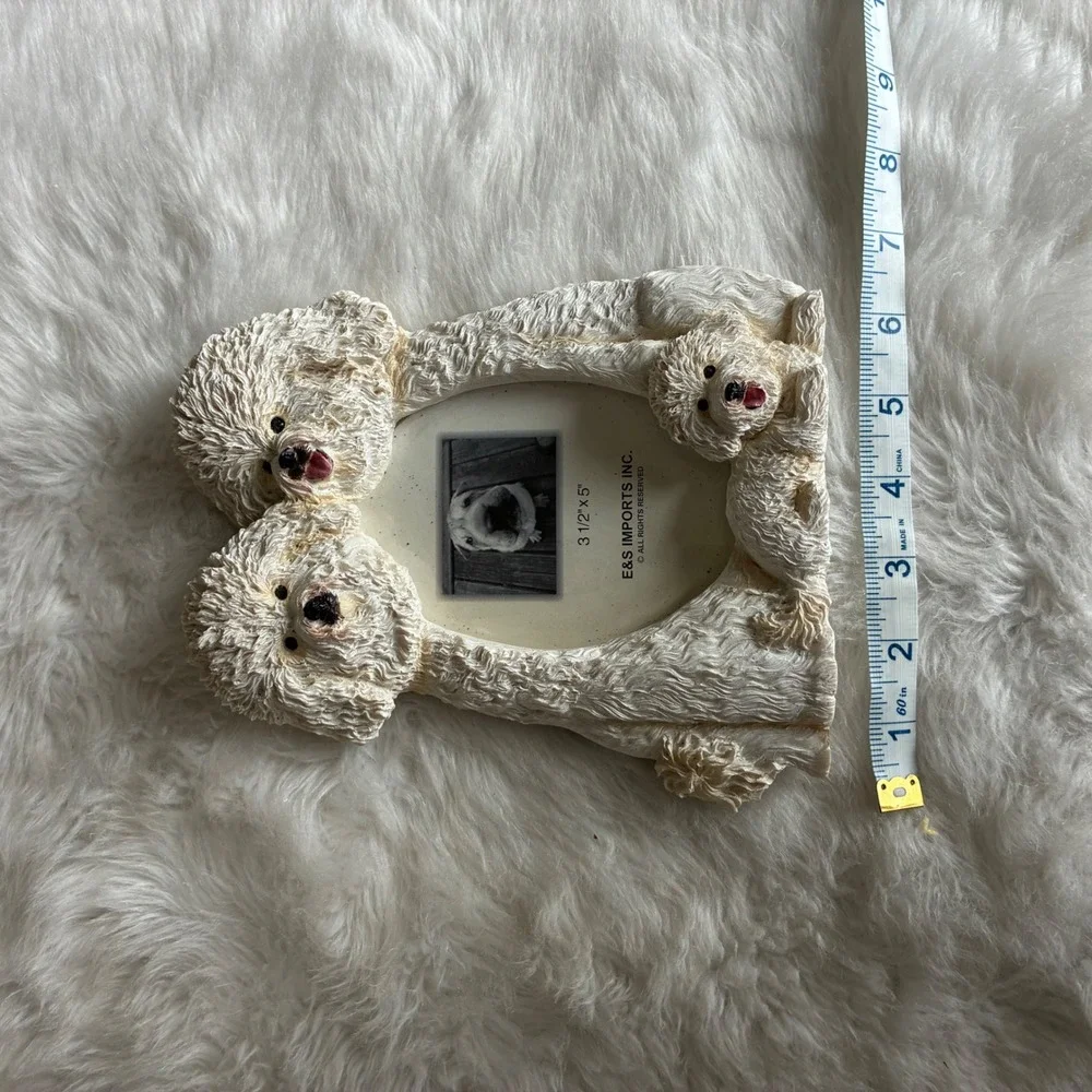 E&S Imports Bichon Frise Dog Family 3D Resin Picture Frame 3.5x5 White